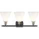 Ballston Ballston Cone LED 28 inch Black Antique Brass Bath Vanity Light Wall Light in Matte White Glass