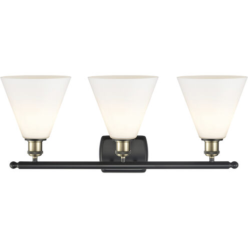 Ballston Ballston Cone LED 28 inch Black Antique Brass Bath Vanity Light Wall Light in Matte White Glass