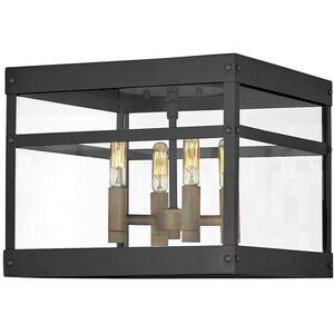 Open Air Porter LED 12 inch Black with Burnished Bronze Outdoor Flush Mount, Estate Series