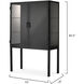 Chauncey Wide Black Iron & Clear Glass Curio Bar Cabinet