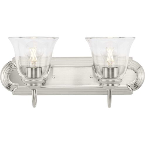 Clear Glass 2 Light 18 inch Brushed Nickel Vanity Light Wall Light