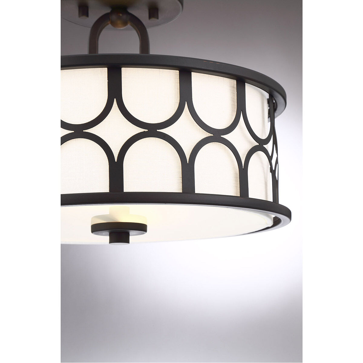 Mid-Century Modern 2 Light 13 inch Oil Rubbed Bronze Semi-Flush Ceiling Light