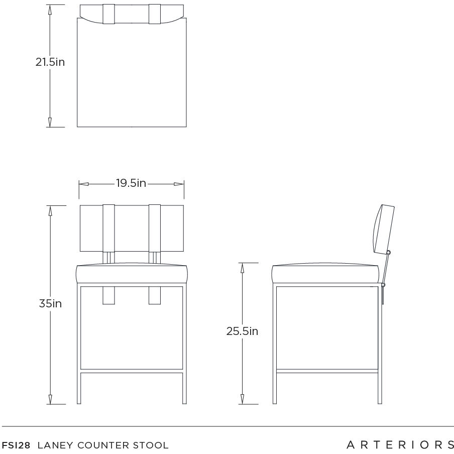 Laney 35 inch Black and Antique Brass Counter Stool