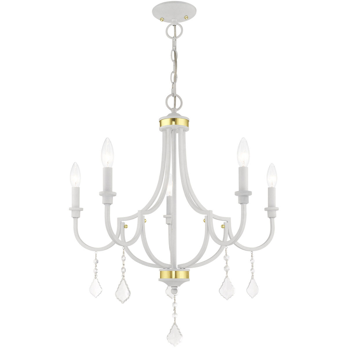 Glendale 5 Light 25 inch White Chandelier Ceiling Light