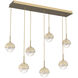Cabochon LED 46.1 inch Gilded Brass with Travertine Stone Linear Multi-Pendant Ceiling Light in 2700K LED, Opal White
