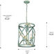 Alcott 3 Light 13 inch Antique Teal Pendant Ceiling Light