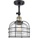 Franklin Restoration Large Bell Cage 1 Light 9 inch Black Antique Brass Sconce Wall Light in Clear Glass, Franklin Restoration