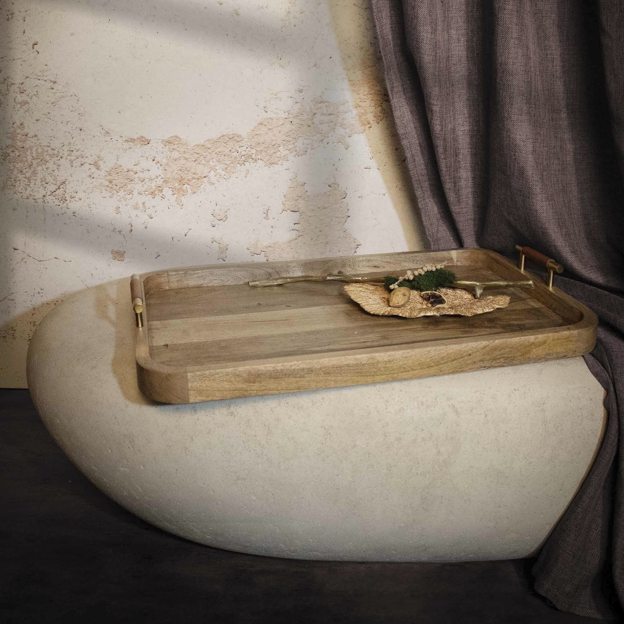 Mango Natural Tray with Handles