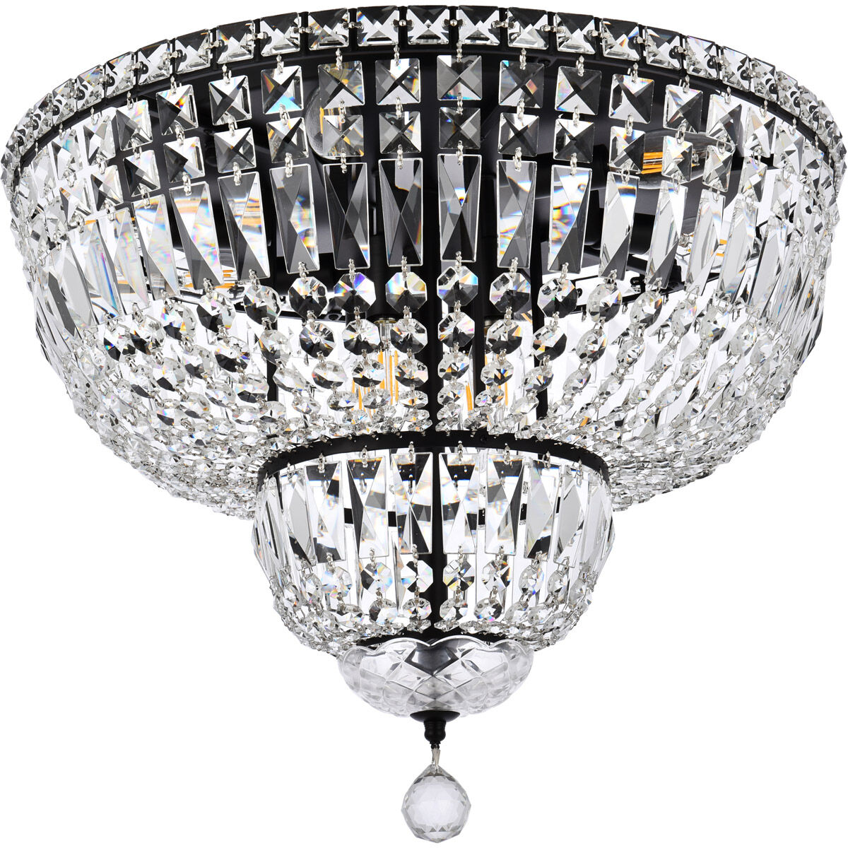 Tranquil 10 Light 20 inch Black and Clear Flush Mount Ceiling Light