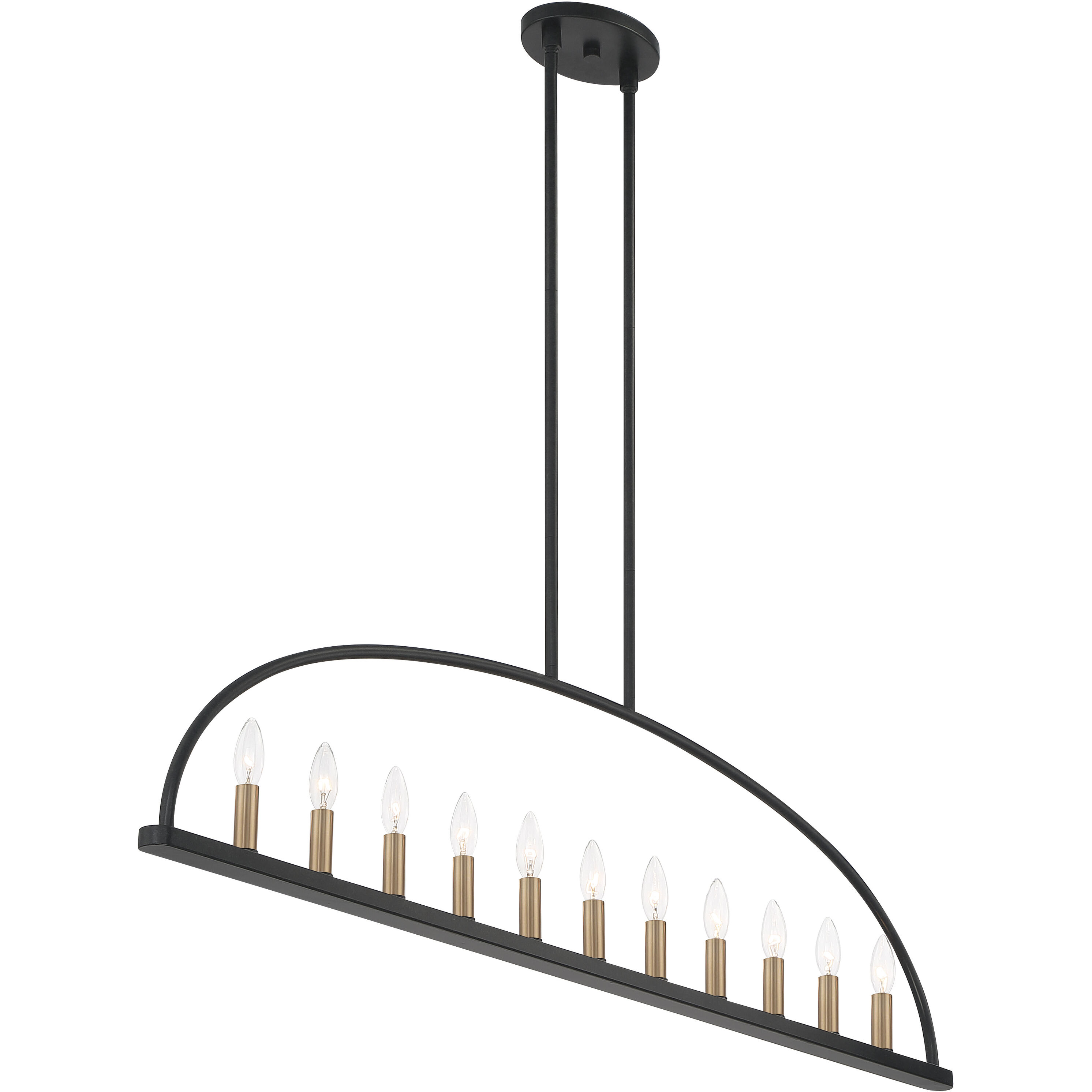 Abbott 11 Light 54 inch Black Linear Chandelier Ceiling Light