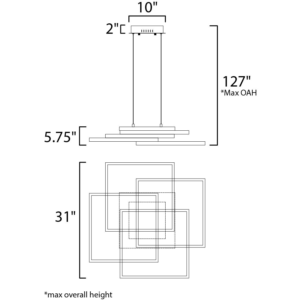 Traverse LED LED 31 inch Black Multi-Light Pendant Ceiling Light