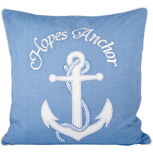 Hopes Anchor 20 inch Blue with White Pillow, Cover Only