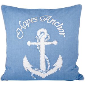Hopes Anchor 20 inch Blue with White Pillow, Cover Only