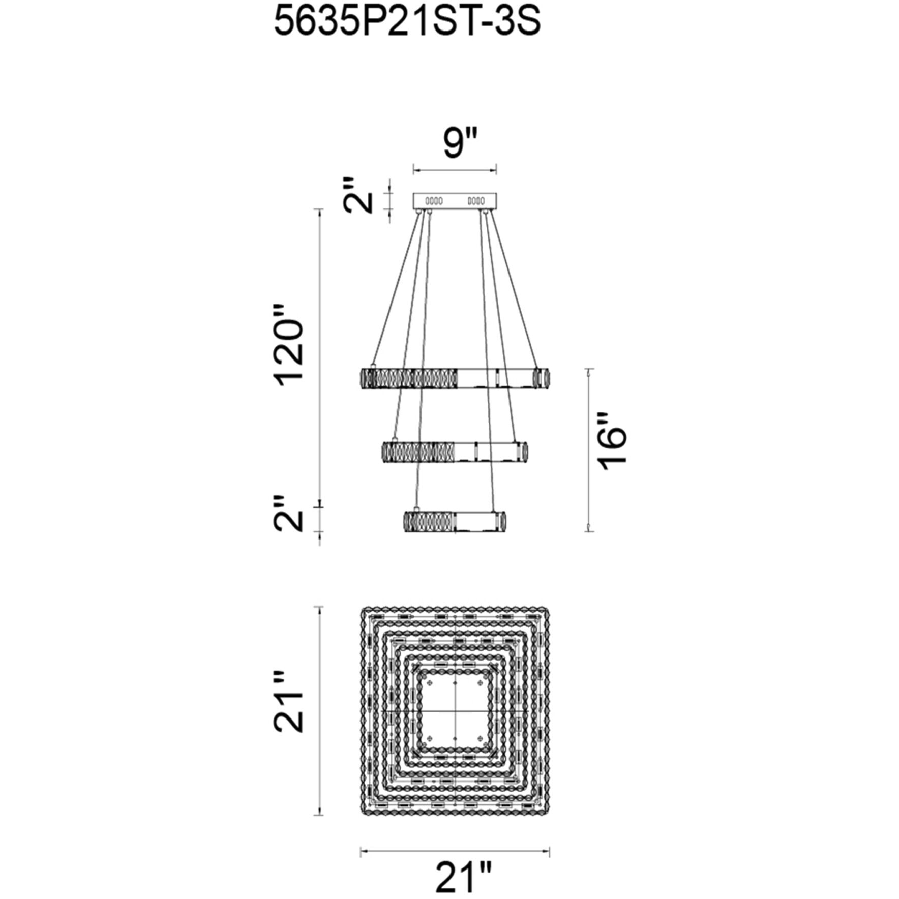 Florence LED 21 inch Chrome Chandelier Ceiling Light