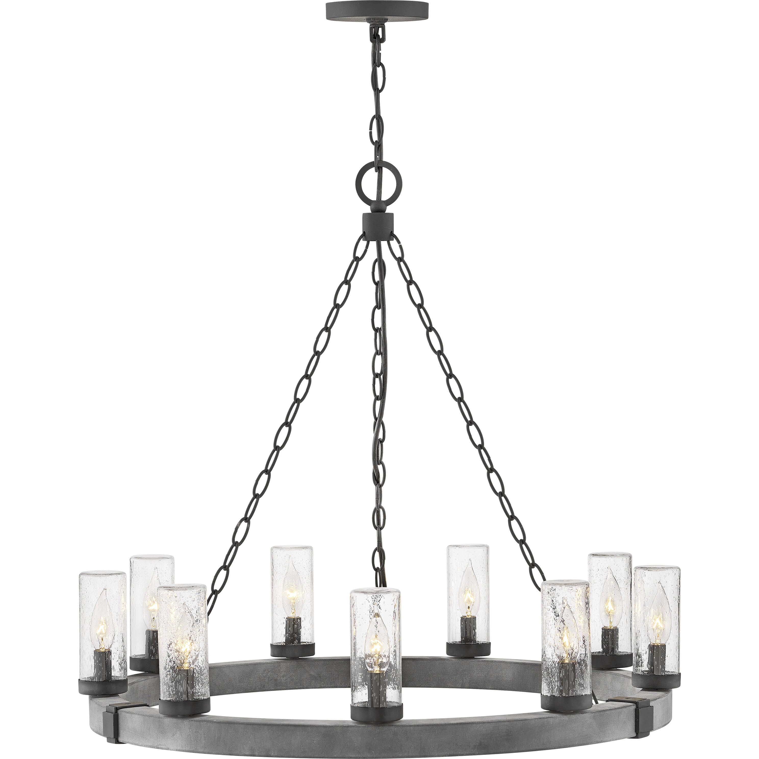 Open Air Sawyer LED 30 inch Aged Zinc with Distressed Black Outdoor Hanging