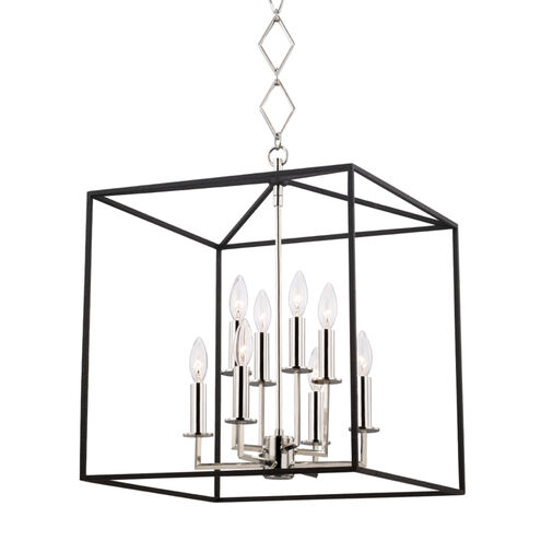 Richie 8 Light 18 inch Polished Nickel / Black Pendant Ceiling Light