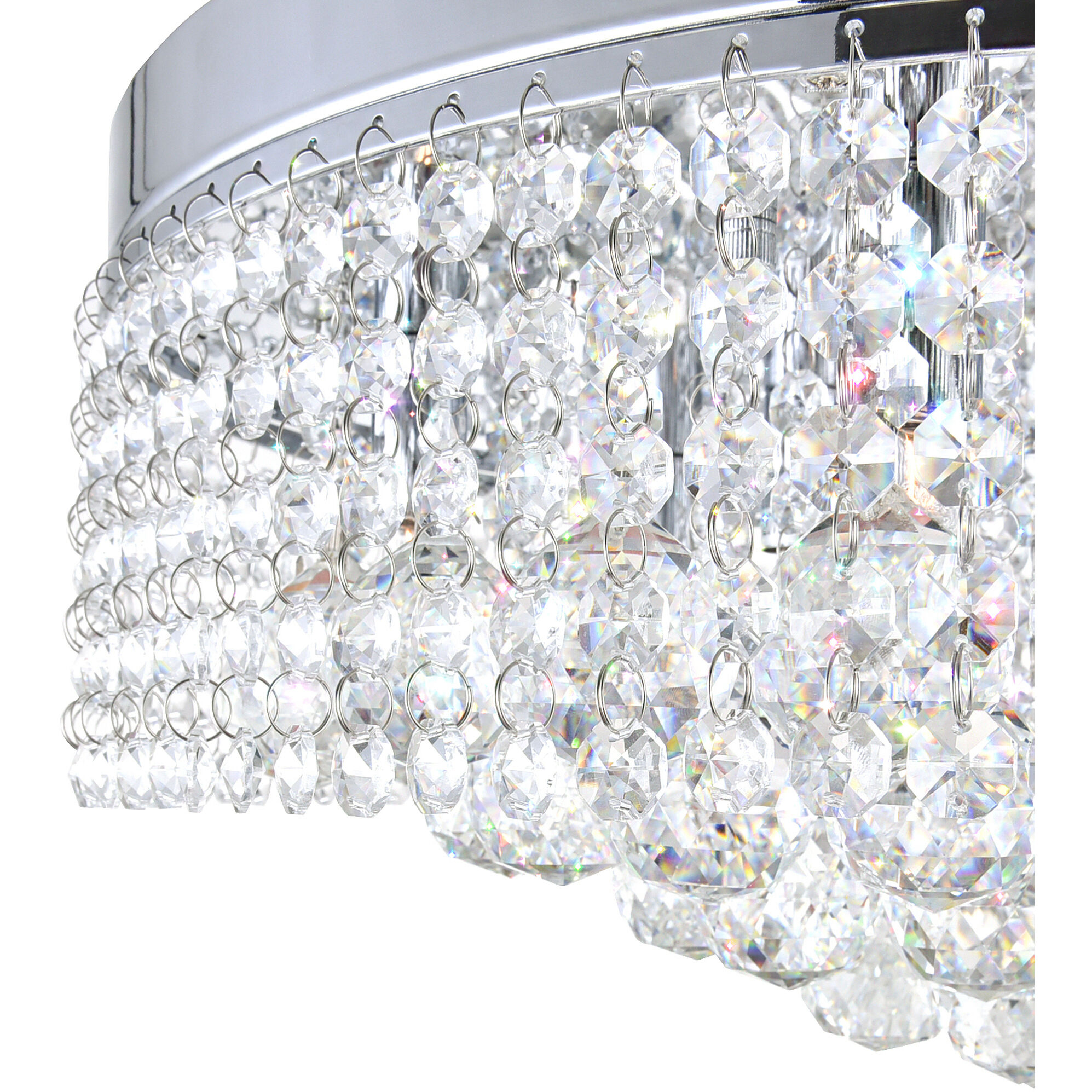 Cascade 10 Light 22 inch Chrome Drum Shade Flush Mount Ceiling Light