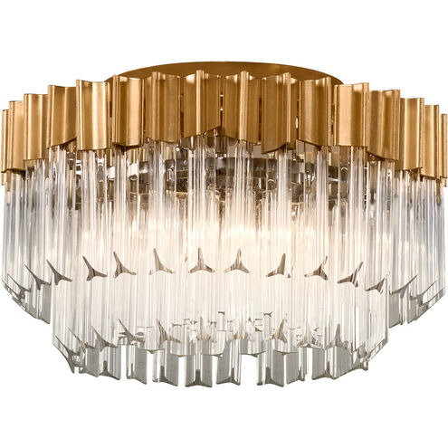 Charisma 3 Light 18 inch Gold Leaf/Stainless Steel Semi Flush Ceiling Light