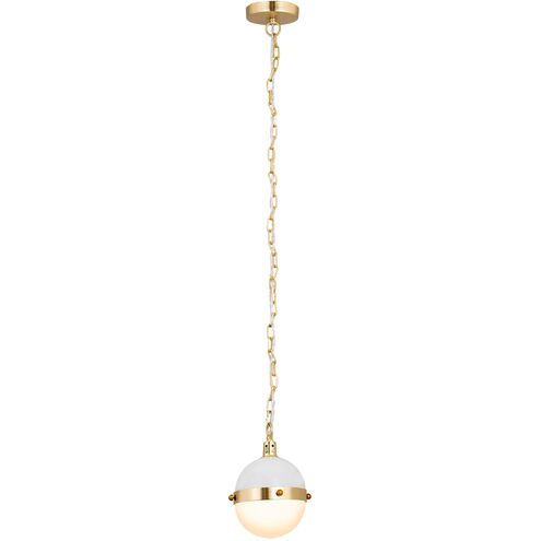 Harmelin 1 Light 7 inch Satin Brass with White Mini Pendant Ceiling Light