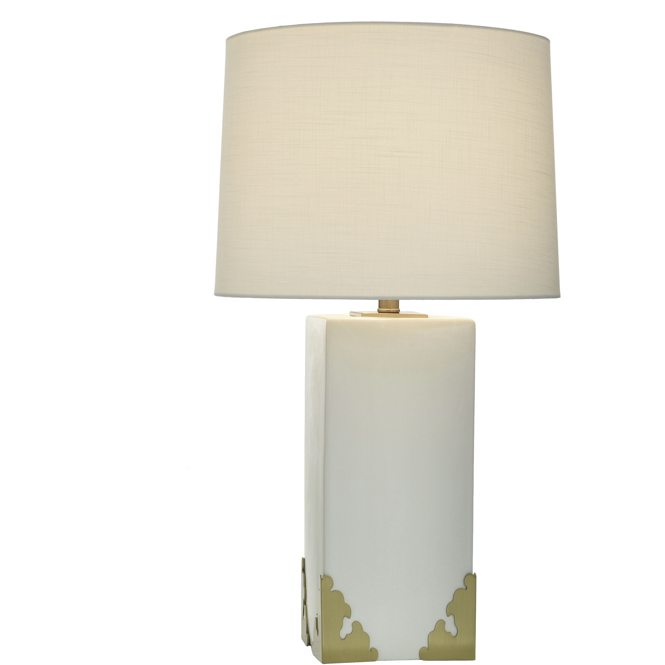 Caspian 30 inch 150 watt Polished Brass and White Table Lamp Portable Light