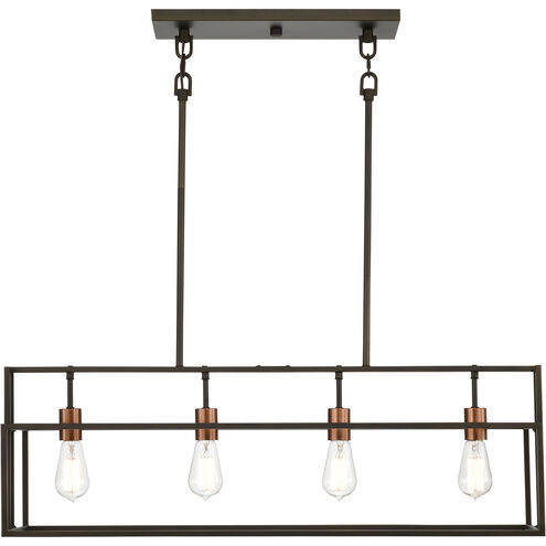 Lake 4 Light 36 inch Bronze and Copper Accents Island Pendant Ceiling Light
