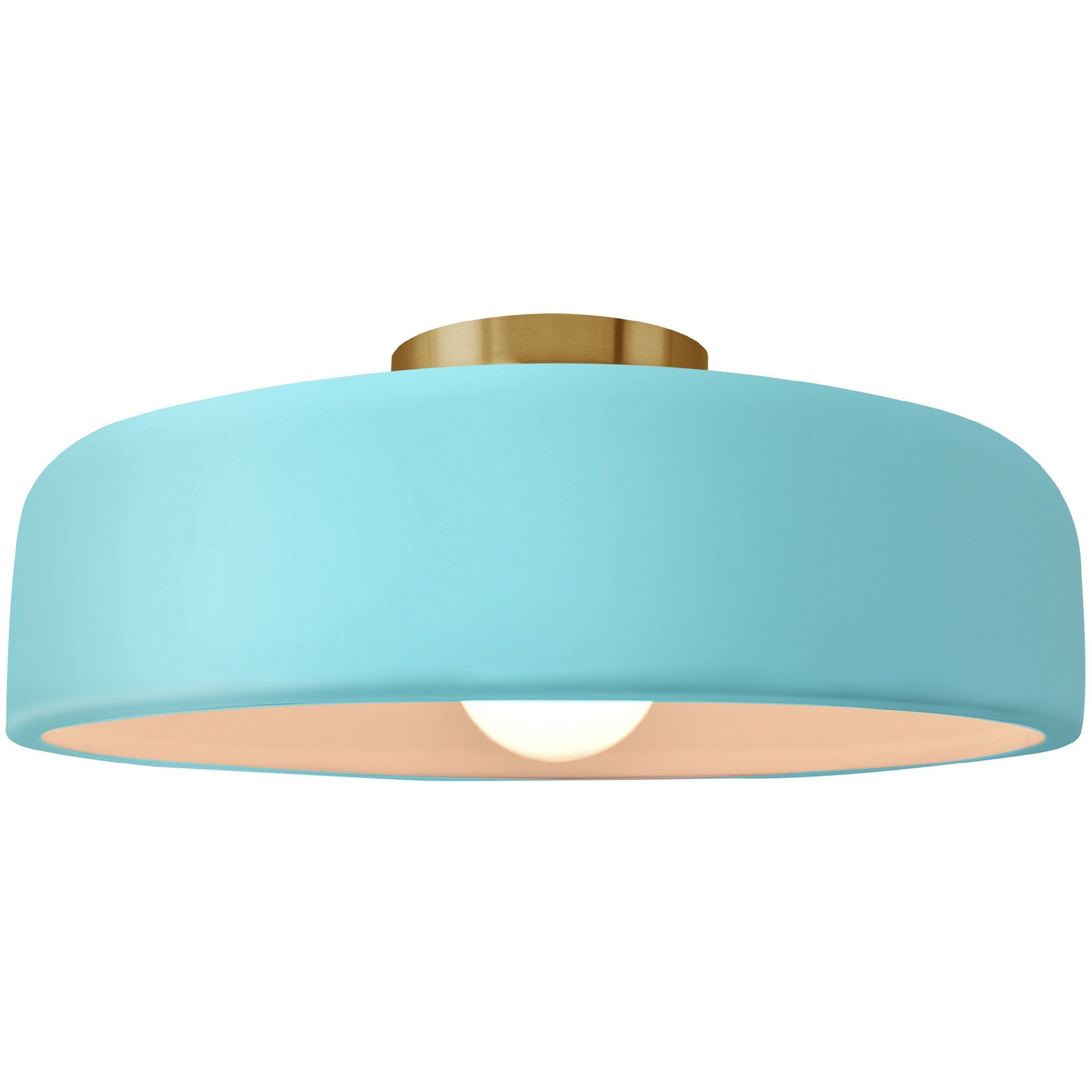 Radiance Collection - Spire LED 13 inch Reflecting Pool and Brushed Brass Semi-Flush Ceiling Light in Dedicated LED, 13W x 6H, Form+Finish+Function