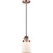 Franklin Restoration Bell LED 5 inch Antique Copper Mini Pendant Ceiling Light in Matte White