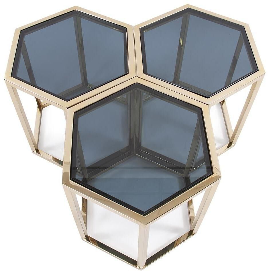 Carter 17.5 inch Black/Gold Table Set Portable Light, Set of 3