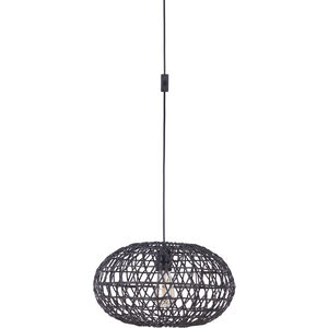 Rattan Shade 1 Light 16.5 inch Flat Black Swag Pendant Ceiling Light