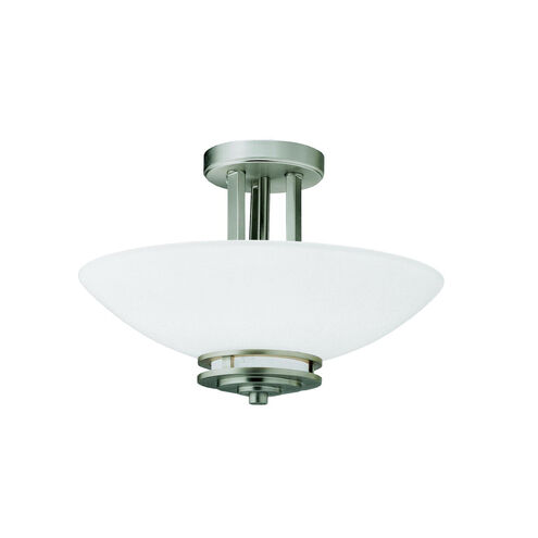 Hendrik 2 Light 15 inch Brushed Nickel Semi Flush Light Ceiling Light in Satin Etched Cased Opal