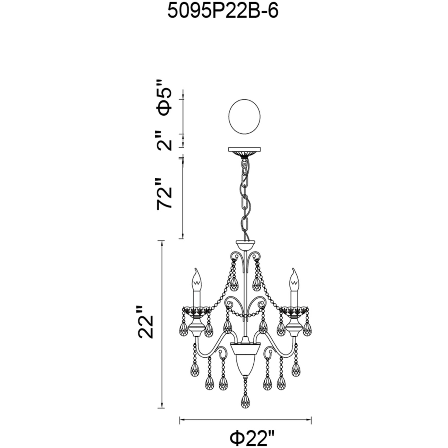 Keen 6 Light 22 inch Black Up Chandelier Ceiling Light