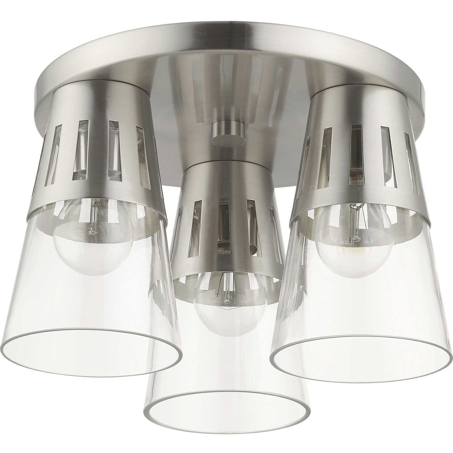 Bennington 3 Light 13 inch Brushed Nickel Flush Mount Ceiling Light