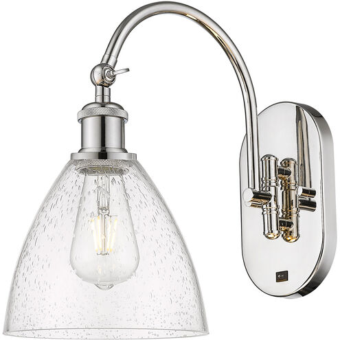 Ballston Dome LED 8 inch Polished Nickel Sconce Wall Light in Seedy Glass