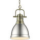 Yep Duncan Pendant Ceiling Light in Aged Brass, Pewter, Small