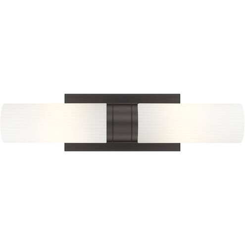 Ballston Urban 2 Light 18 inch Oil Rubbed Bronze Bath Vanity Light Wall Light in Striped White Glass