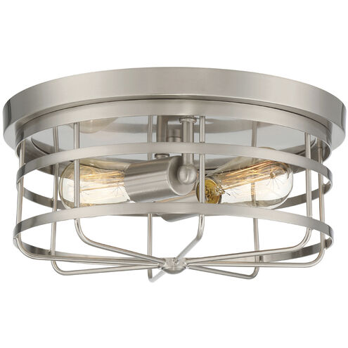 Tanner 2 Light 13 inch Satin Platinum Flushmount Ceiling Light