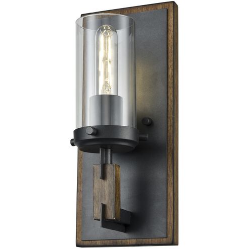 Okanagan 1 Light Buffed Nickel and Barnwood Sconce Wall Light
