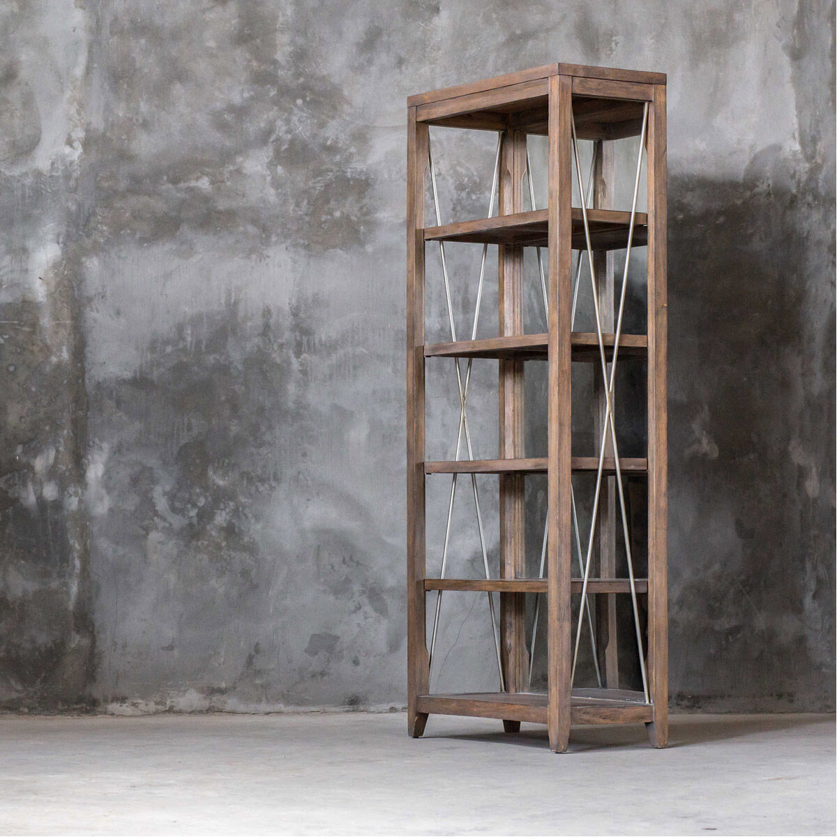 Delancey 90 X 36 inch Weathered Oak and Antique Pewter Etagere