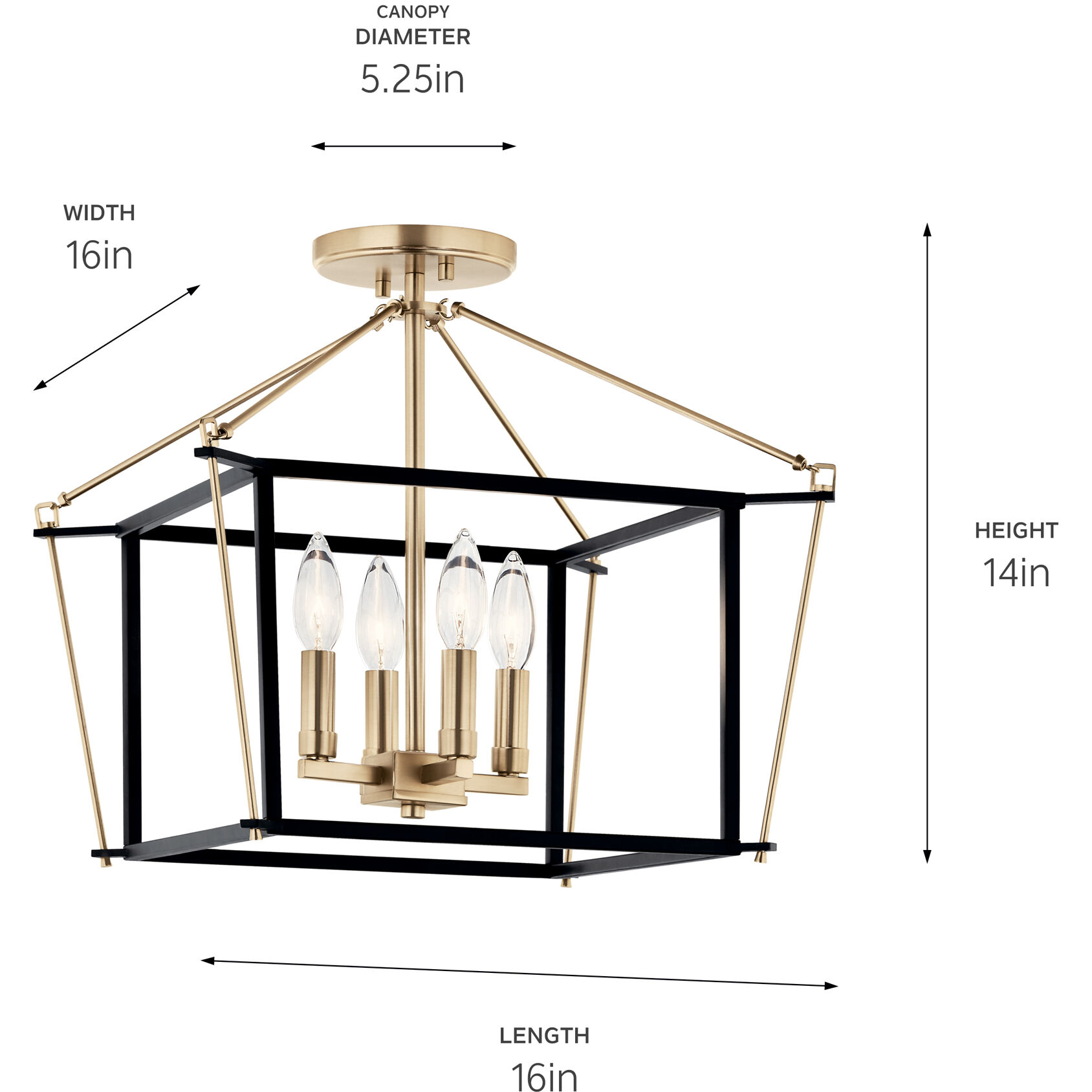 Eisley 4 Light 16 inch Champagne Bronze Semi Flush Light Ceiling Light