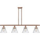 Ballston Large Cone 4 Light 48 inch Antique Copper Island Light Ceiling Light in Clear Glass