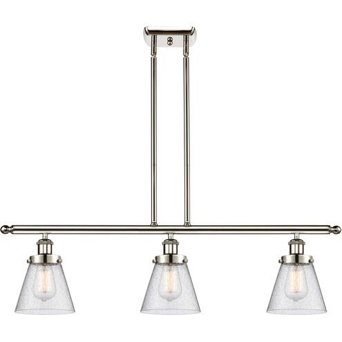 Ballston Small Cone LED 36 inch Polished Nickel Island Light Ceiling Light in Seedy Glass