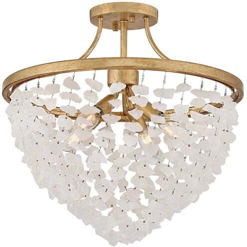 Myra 4 Light 18 inch Distressed Brass Semi-flush Mount Ceiling Light