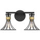 Breur 2 Light 17.25 inch Black with Warm Brass Accents Bathroom Vanity Light Wall Light