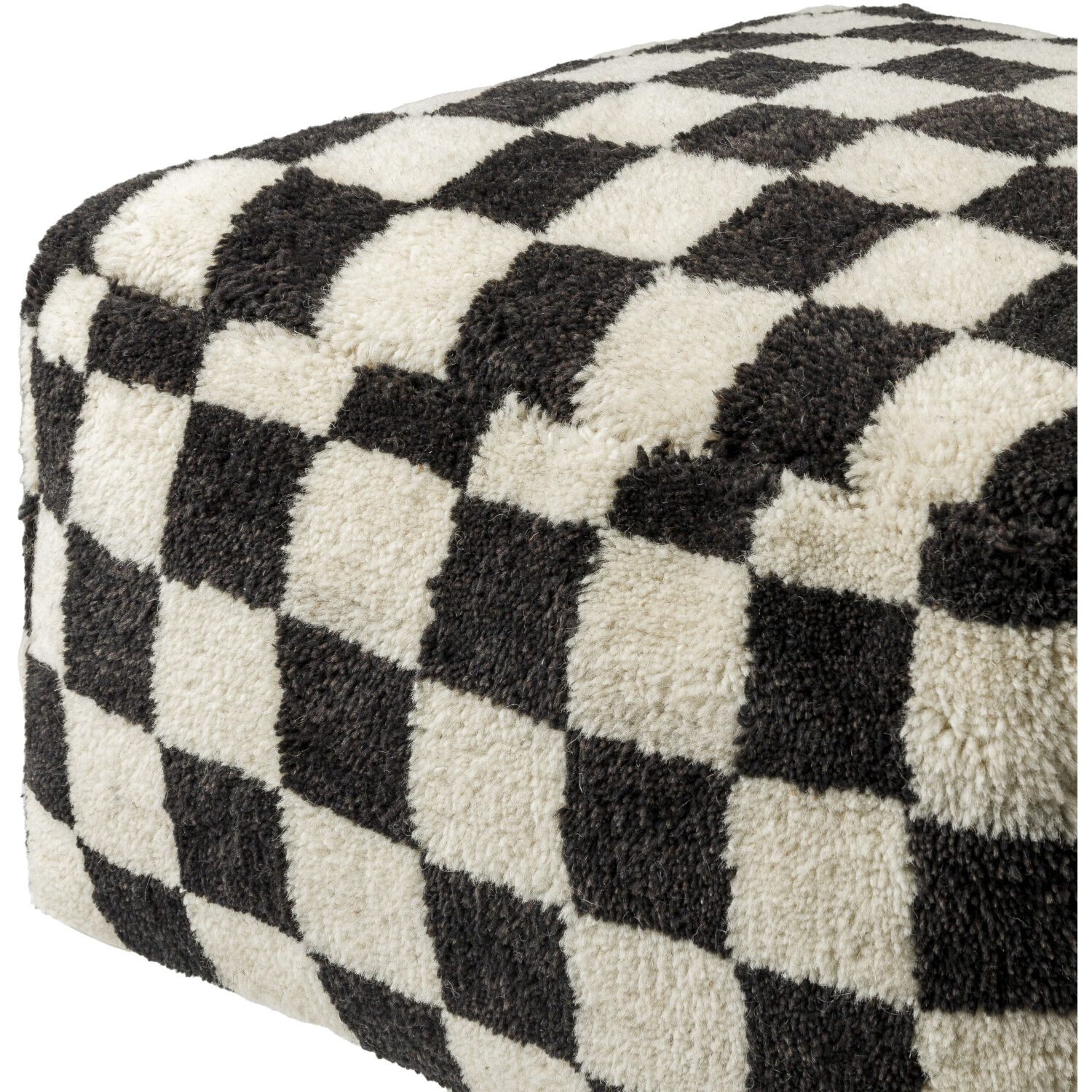 Lukas 14 inch Off-White/Light Grey/Jet Black Pouf