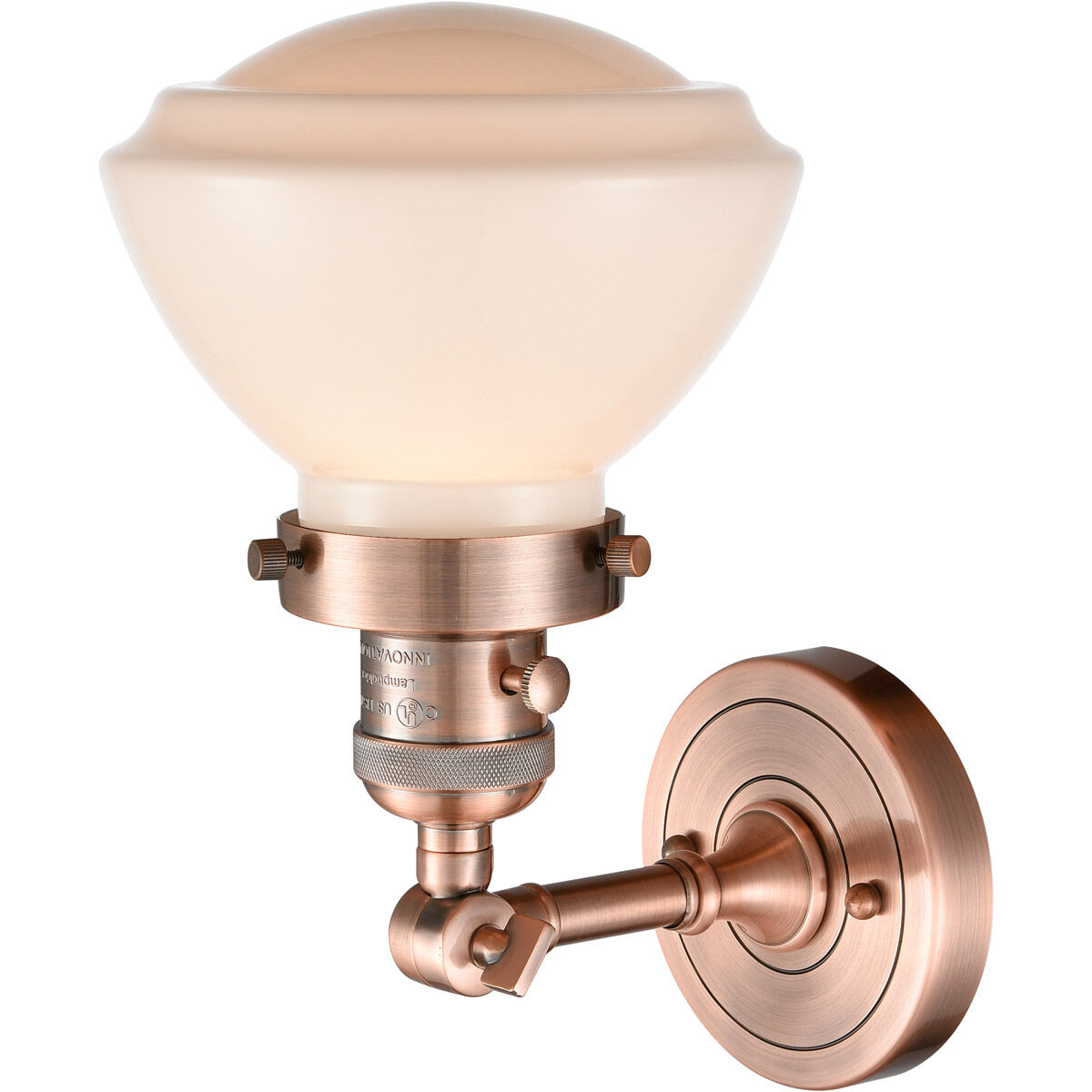 Franklin Restoration Olean 1 Light 7 inch Antique Copper Sconce Wall Light in Matte White Glass, Franklin Restoration