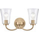 Emily 2 Light 17 inch Brushed Gold Vanity Light Wall Light