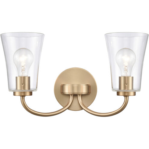 Emily 2 Light 17 inch Brushed Gold Vanity Light Wall Light