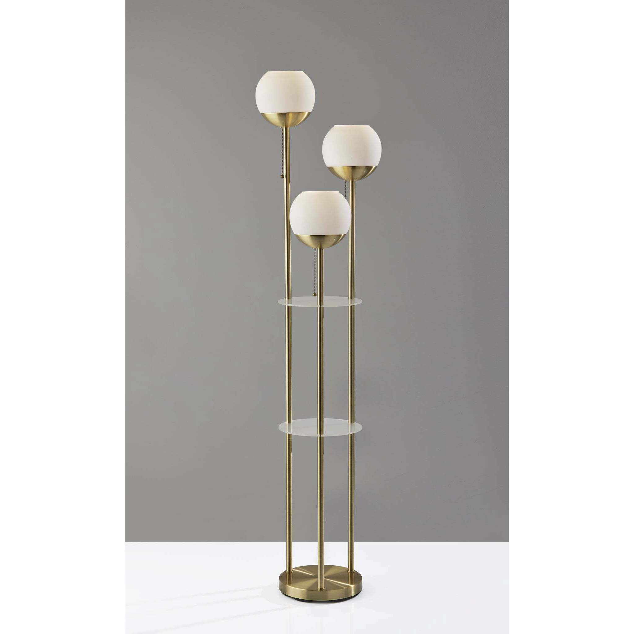 Bianca 63 inch 40.00 watt Antique Brass Floor Lamp Portable Light, with Shelf