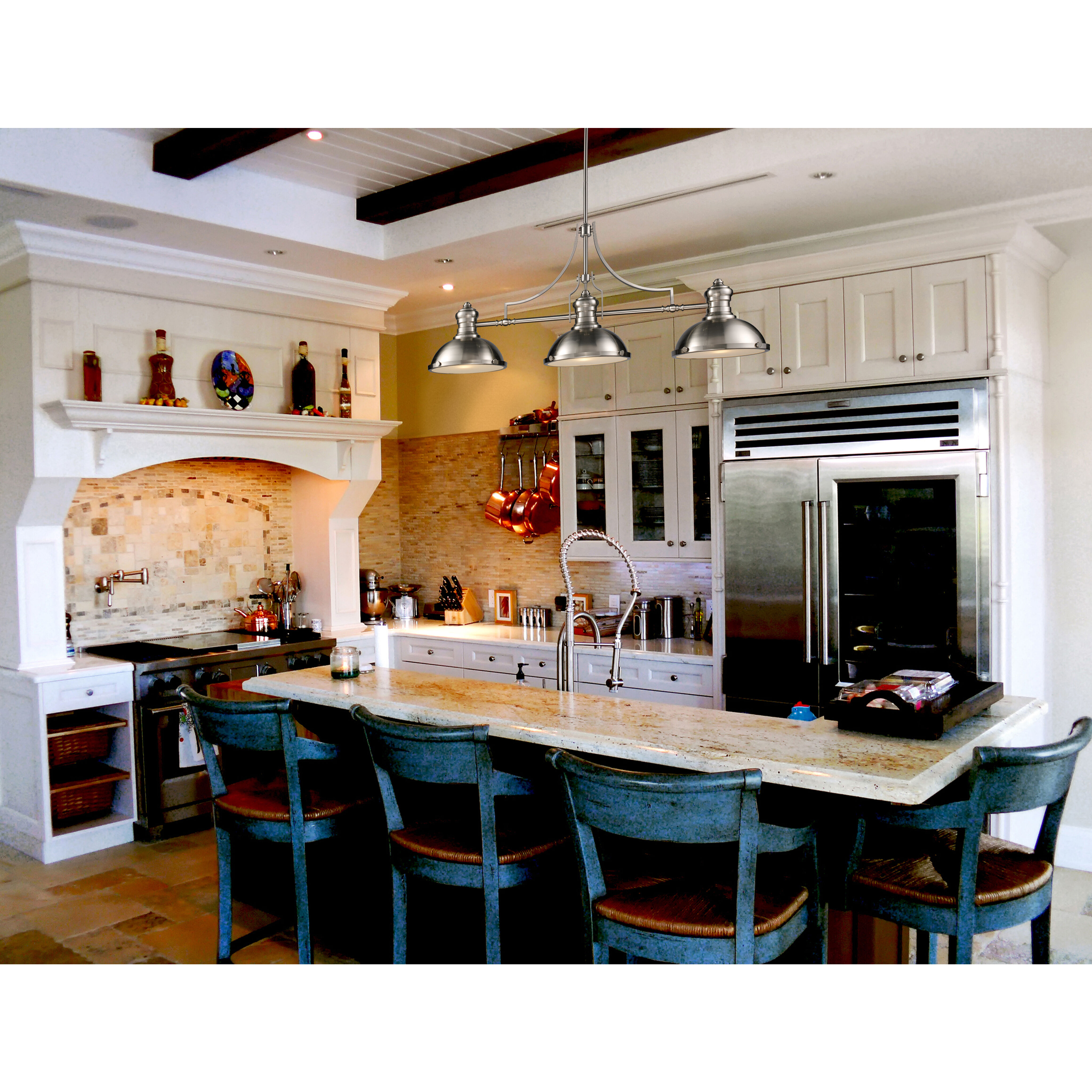 Chadwick 3 Light 47 inch Satin Nickel Linear Chandelier Ceiling Light