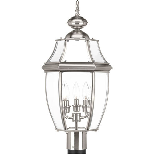 New Haven 3 Light 23 inch Brushed Nickel Outdoor Post Lantern